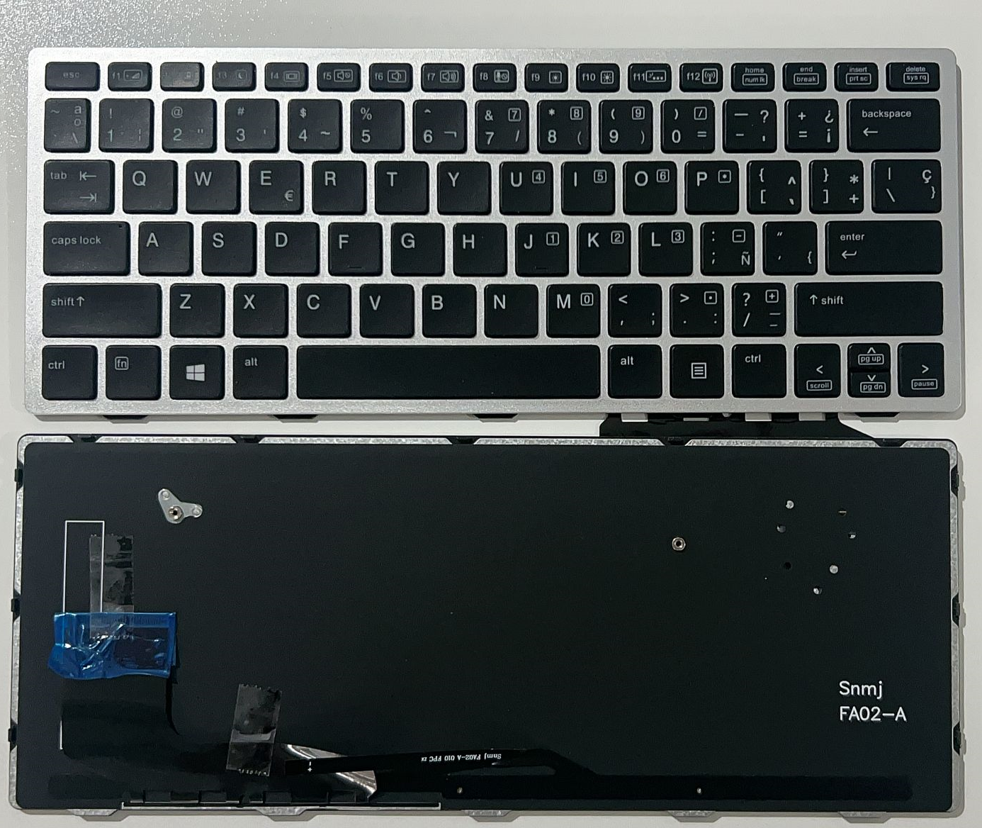 Picture of New Replacement Laptop Keyboard For HP 810G1 small carriage return SILVER FRAME BLACK Backlit (OEM) SP Layout